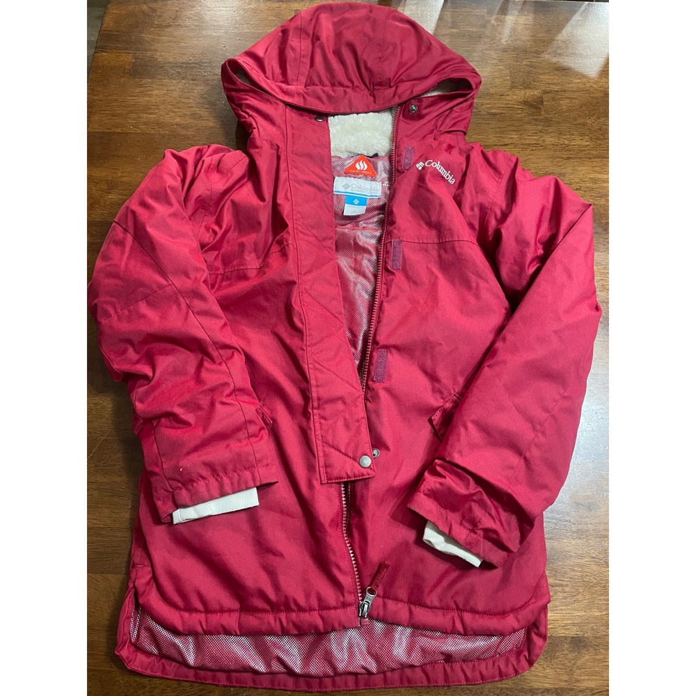 Columbia Girls Red Omni-Heat Hooded Winter Parka Ski Jacket Size M 10/12 WG1115